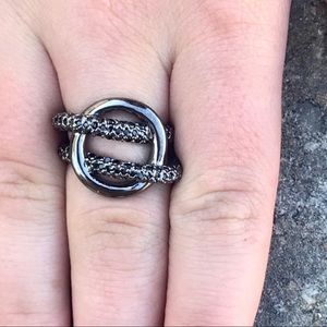 Rhodium Rhinestone RING silver twisted knot design love family gift 7 unique gem